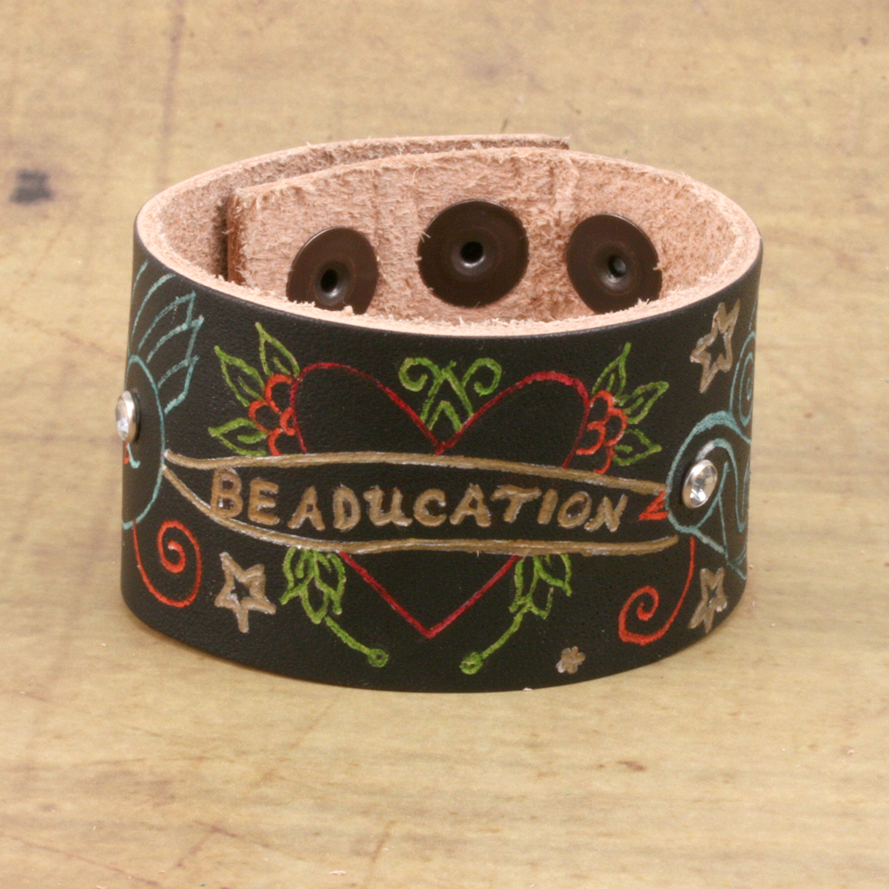 Leather & Faux Leather Leather Adjustable Bracelet 1 1/2" Black